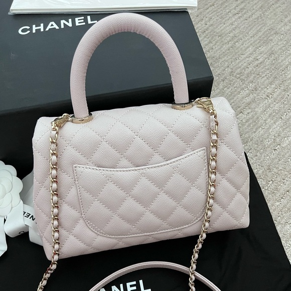 RARE 20A 2020 Chanel lilac mini coco handle pink shoulder bag - Picture 3 of 15